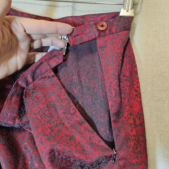 AGB Byer Womens Dress Pant Vintage Size 14 Red Black Brocade Print Shiny Slacks - Picture 5 of 9